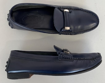 Mocasines vintage Tod's para mujer, azul marino, piel lisa, cómodos, talla 37 (italianos).