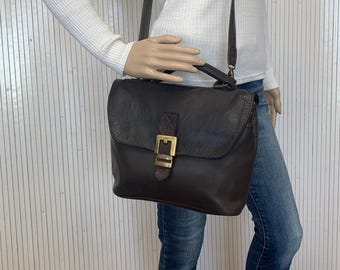 Texier Vintage skórzana torba na ramię/torba/torba w kolorze brązowym dla kobiet