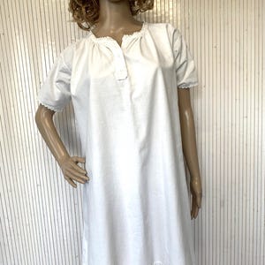 Antique Nightgown Short Sleeve Vintage Nightdress Camisole Babydoll White Cotton French Lingerie Size S Embroidered MN