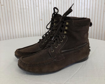 Vintage Brown Suede Comfort Ankle Boots Women Fairmount Loafers Size 36 Spiked Sole Ankle Padding