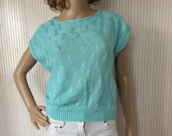 Pull manches courtes maille ajouré vert Naf Naf | 3 SUISSES