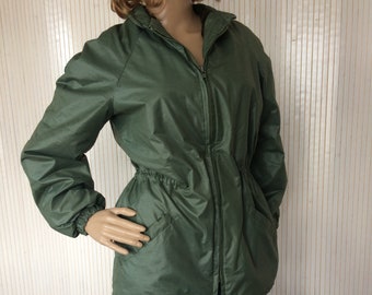 Veste imperméable Fourrée Femme Vintage Vert Kaki T38