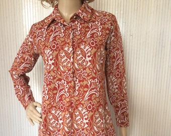 Women's Tunic Shirt Jersey Vintage Tapestry Long Sleeves