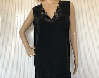 Women's Vintage Silk Lace Babydoll Dress Romantic Lingerie Vintage Nightgown Size M-L Sexy Sleepwear
