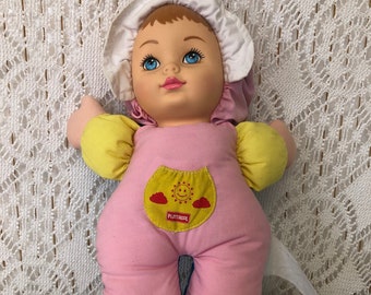 Poupée réversible Vintage Poupée chiffon Jour & Nuit Rose et Bleu 2 en 1 Peluche Doudou Ancien Playskool Jouet pour bébé Souvenir d'enfance