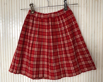 Jupe écossaise Vintage Fille Jupe Plissée taille 8ans Jupe Tartan Rouge à carreaux