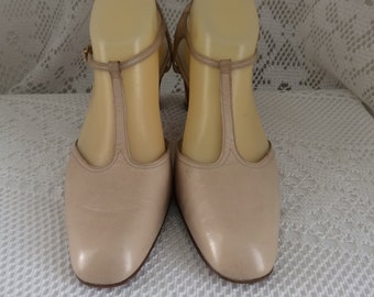 Escarpins Salomés Bally Suisse Belleza 6 D (P.38,5) Vintage Chaussures de cérémonie Cuir beige