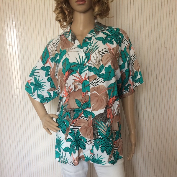 Chemise Femme Vintage Hawaï taille 1 Tropical