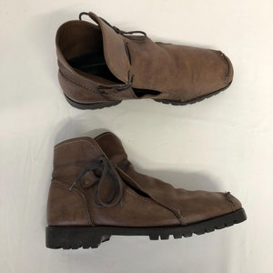 Comfort enkellaarzen Vintage bruin leren damesschoenen maat 38 Enkellaarzen met open kant Gepatineerde leren enkellaarzen