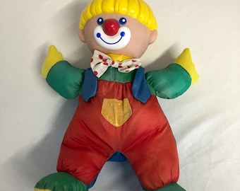 Peluche de payaso vintage, juguete suave para bebé feliz, muñeca antigua multicolor, recuerdo de la infancia, cabeza pesada