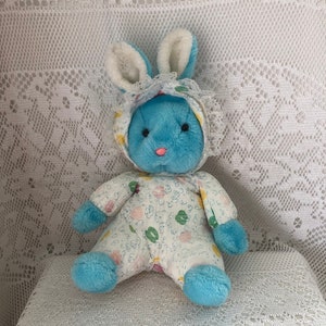 Rabbit Doudou Plush Vintage Rabbit Old Plush Rabbit Collection Rabbit Blue Lace Frog Toy for baby