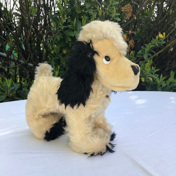 Trudi Cocker Spaniel Hund in Vintage Mohair Sammlerhund Alter 60er Jahre Plüsch Kindheitserinnerung Entzückender süßer schelmischer Hund