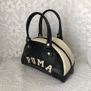 Mini Vintage Puma Bag Black and White Small Bowling Bag 90s