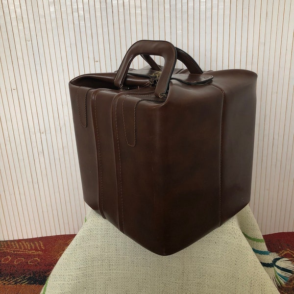 Sac Pouf Design Sac weekend Vanity Case Vintage Sac de Transport marron Cube