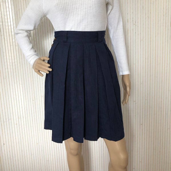 Jupe Culotte Vintage Jupe short Jupe plissée Taille haute jupe Bleu Marine Jupe minimaliste
