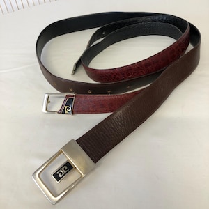 Set van 2 vintage omkeerbare lederen riemen Pierre Cardin gemaakt in Frankrijk zwarte en bruine riemset riem voor heren