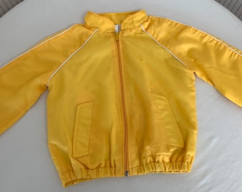 Chaqueta amarilla vintage Chick para niños de 3 años, estilo años 70, unisex, de entretiempo, forrada de felpa.