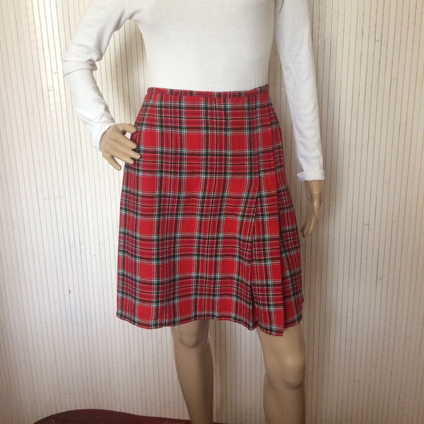 Jupe écossaise Laine Vintage Tartan Rouge