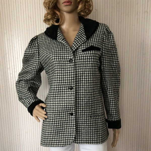 Veste Blazer Vintage Femme Pied de Poule T40/42