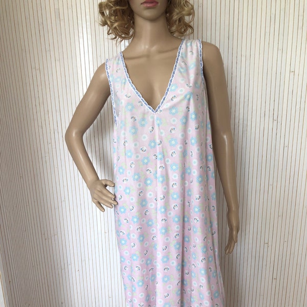 Chemise de nuit d'été Rose Robe de nuit Fleurie Vintage Femme Lingerie Ancienne Nuisette légère taille 40/42