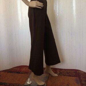 Vintage Brown Wide Leg Pants for Women Flared Trousers Casual Pants Size 38