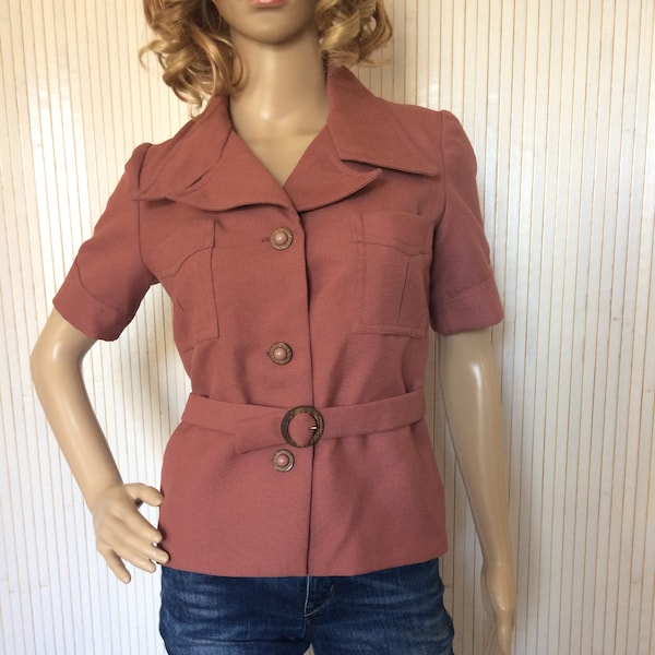 Veste Blazer Femme Vintage Manches courtes Cousu Main 36/38