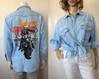 Vintage Collector Jean Shirt Johnny Hallyday Unisex M