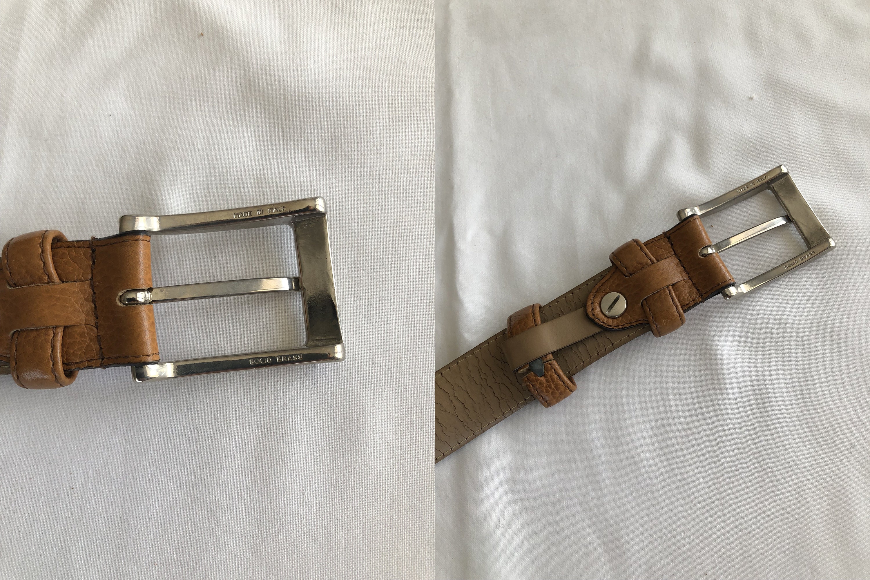 Vintage Leather Belt Lancel Brown Leather Made in France 