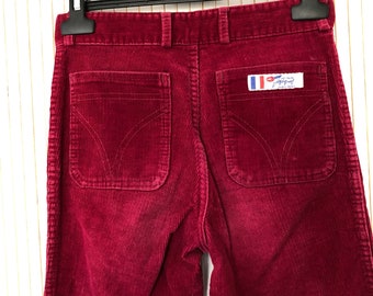 Pantalon Velours Taille haute Vintage Femme Pantalon Rouge Bordeaux Jézéquel Jean Claude Taille 34/36 Made in France Pantalon Bootcut