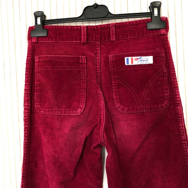 Pantalon Velours Taille haute Vintage Femme Pantalon Rouge Bordeaux Jézéquel Jean Claude Taille 34/36 Made in France Pantalon Bootcut