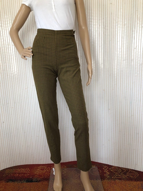 Women's Vintage Tapered Pants Carrot Pants Checked Pants Size 34