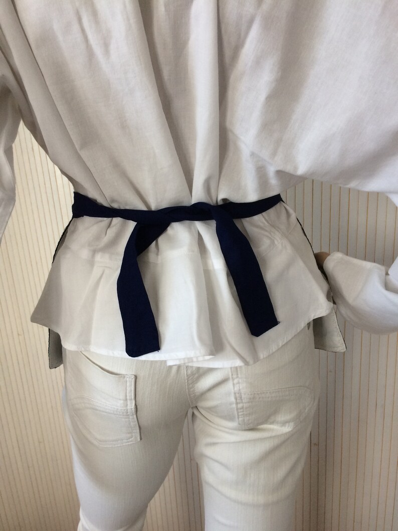 Vintage Half Apron for Women or Girls Navy Blue Embroidery Decor Etsy