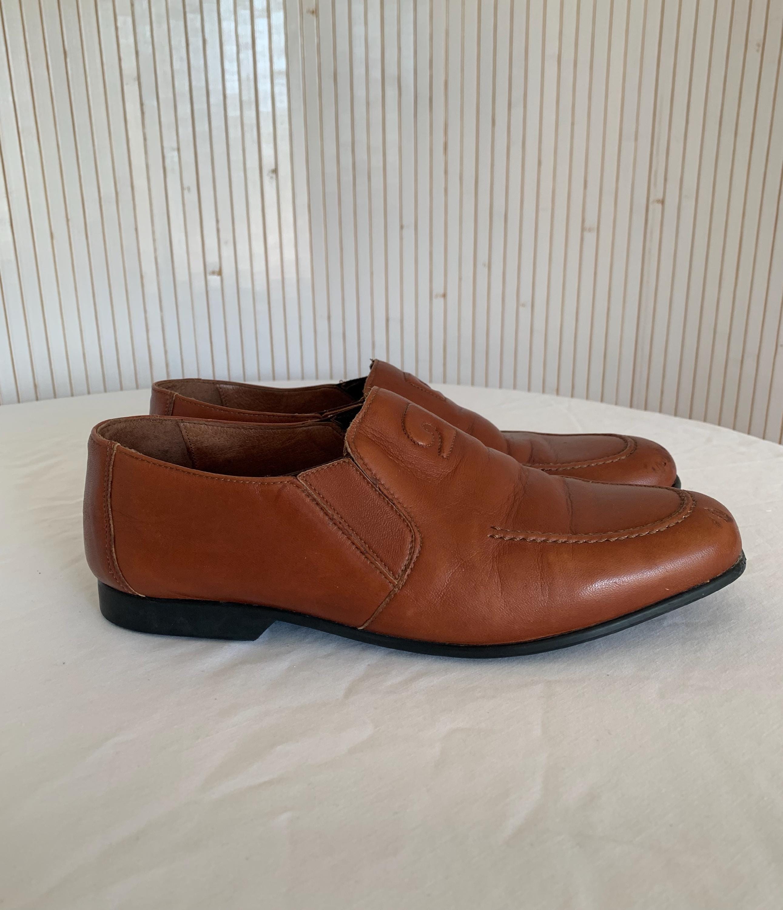 Vintage Pierre Cardin Brown Leather Men\'s Sz 9 Almond Toe SHOES ? Sophisticated Style, Every Step Elevate your look with  main image 2