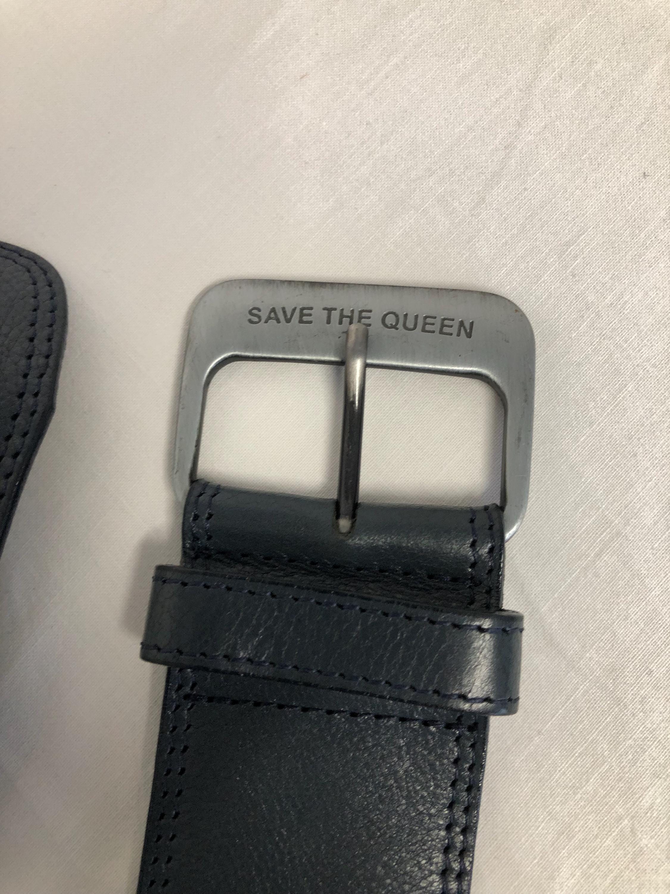Save the Queen Vintage Wide Leather Belt Grey Women Size S 