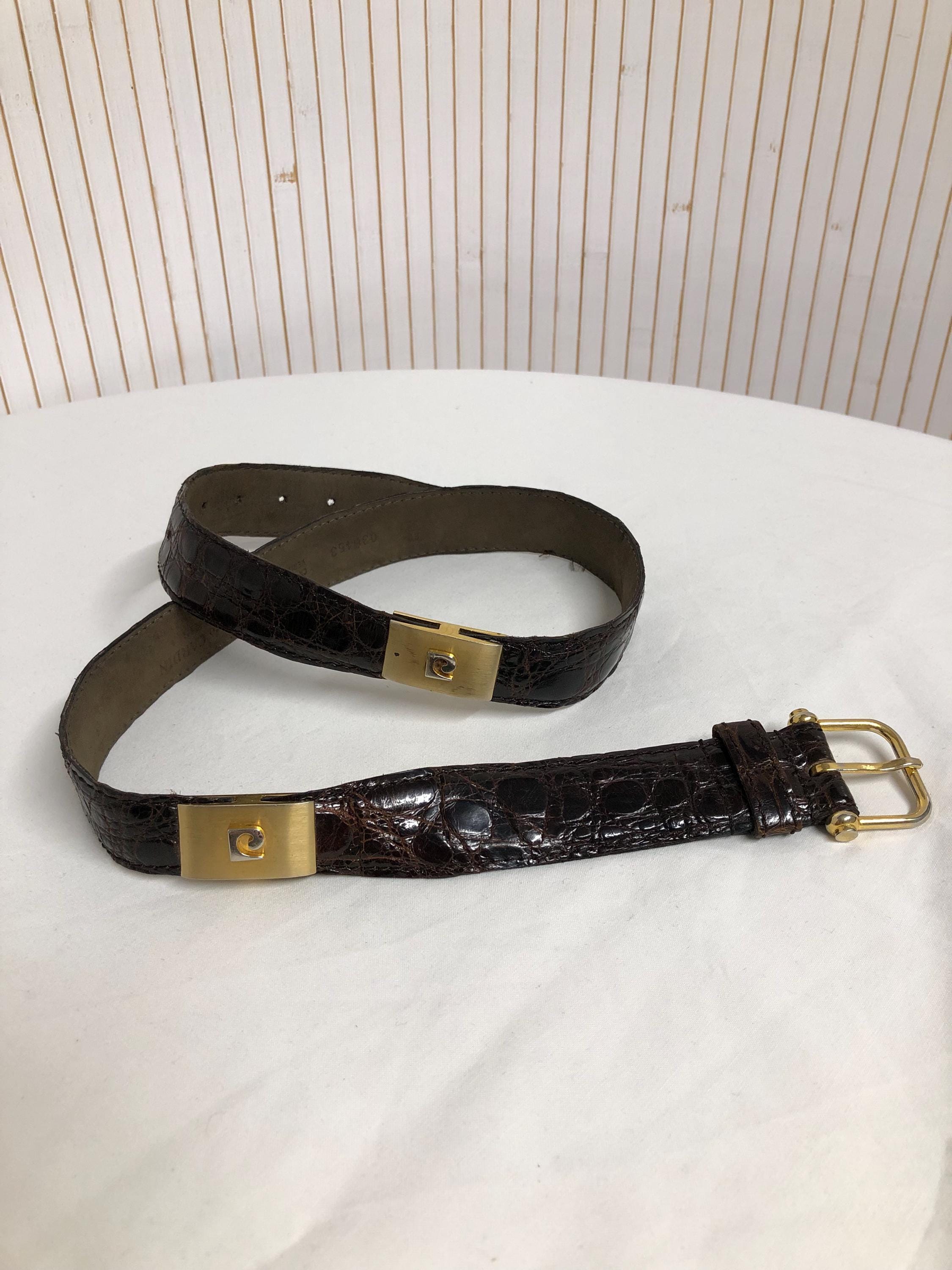 Vintage Crocodile Leather Belt Pierre Cardin Paris Brown  display picture 3