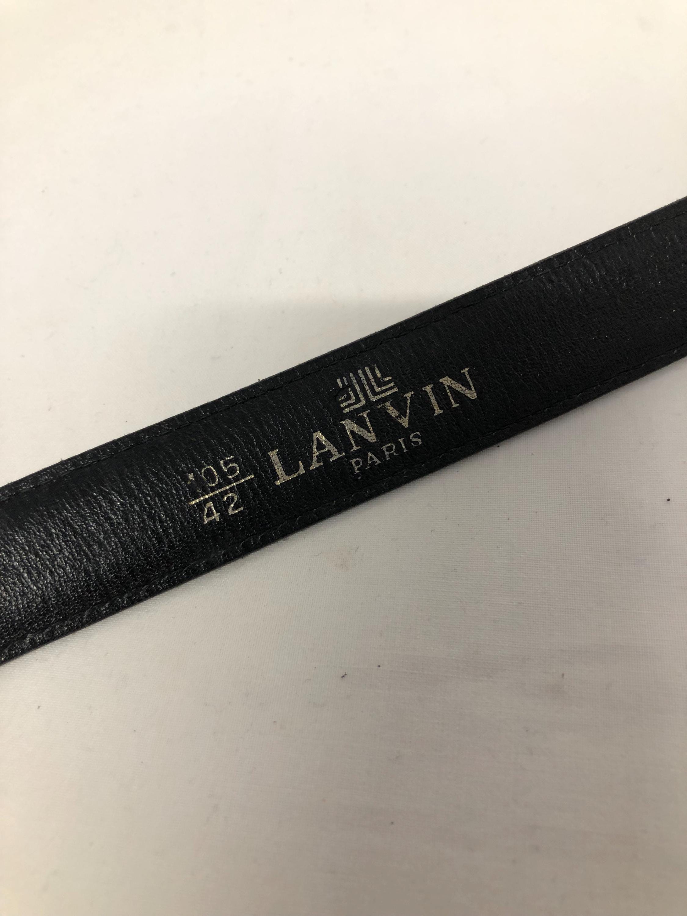 Vintage Lanvin Black Leather Belt for Men Beautiful Buckle  display picture 1