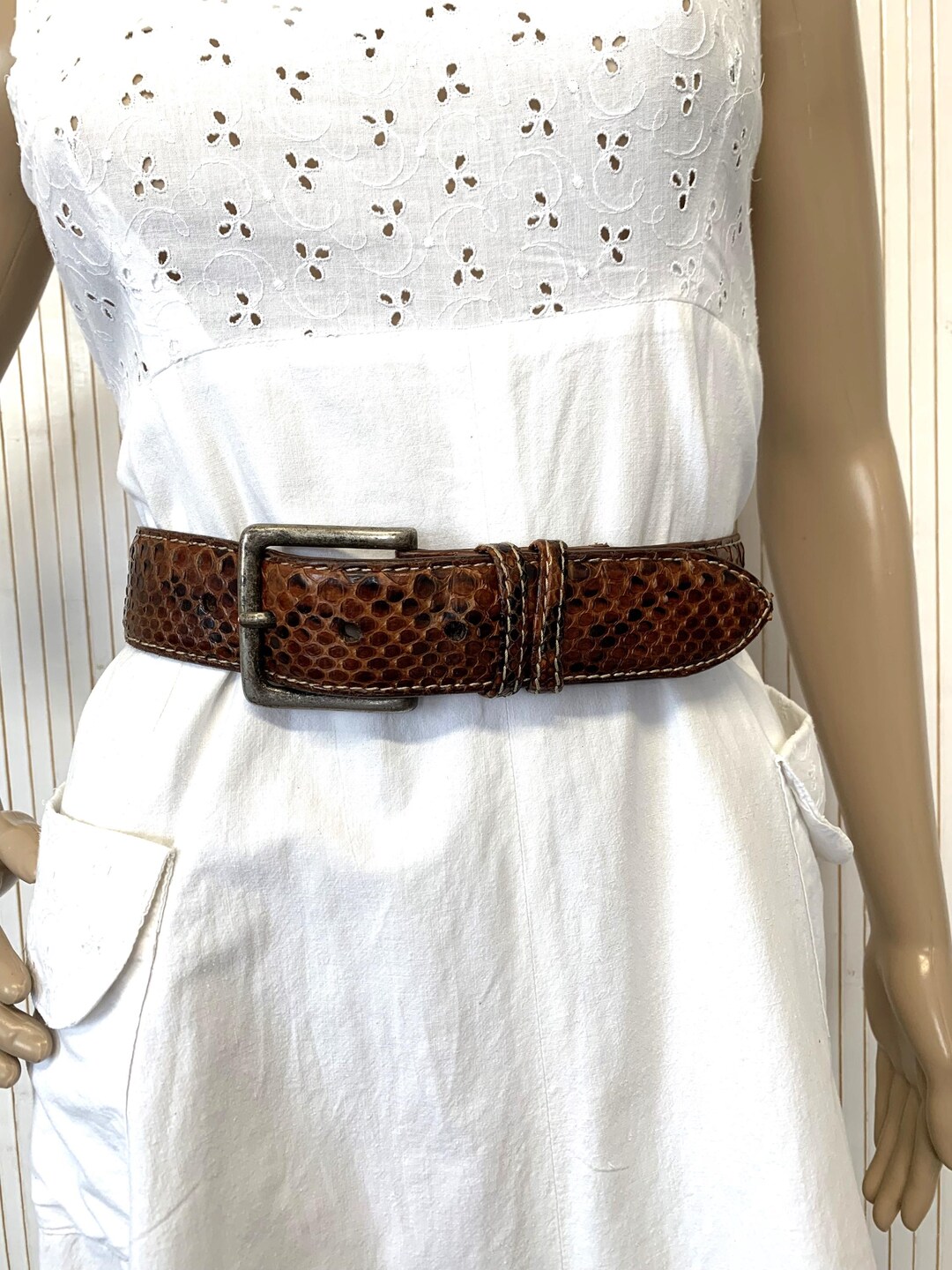Vintage Manieri Genuine Python Belt Vintage Snake Leather Belt Made in ...