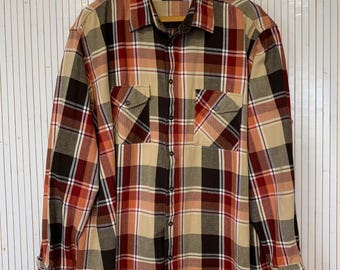 Thick Vintage Red Checkered Shirt XXL Oversized Long Sleeve Lumberjack or Cowboy Shirt Unisex