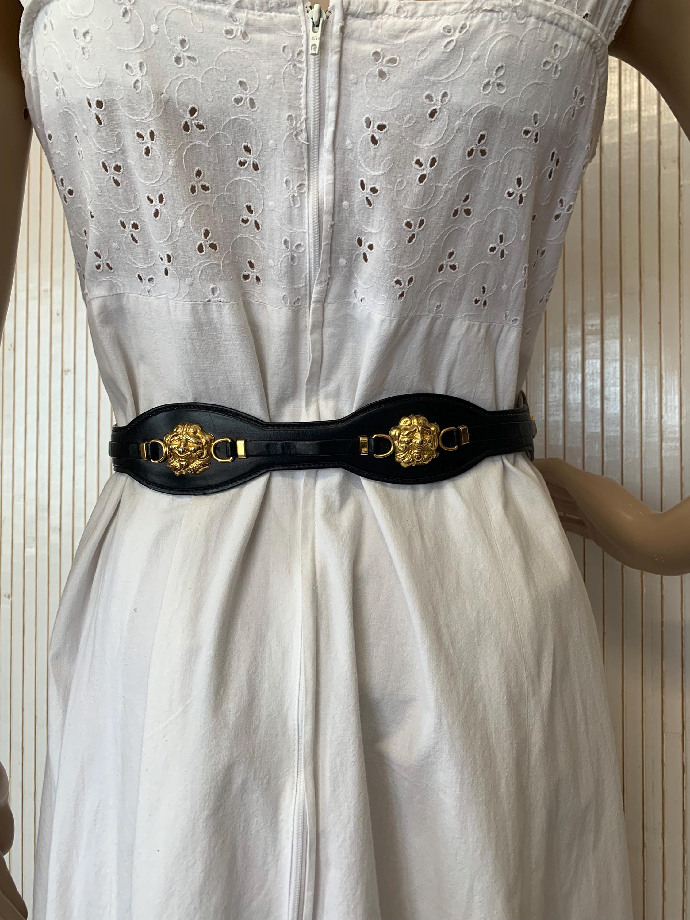Vintage Varlet de Lagrange Leather Belt Statement Gold Metal Lion Head Sz S/M Lion Head Belt In Vintage Belts for sale - eBay main image 2