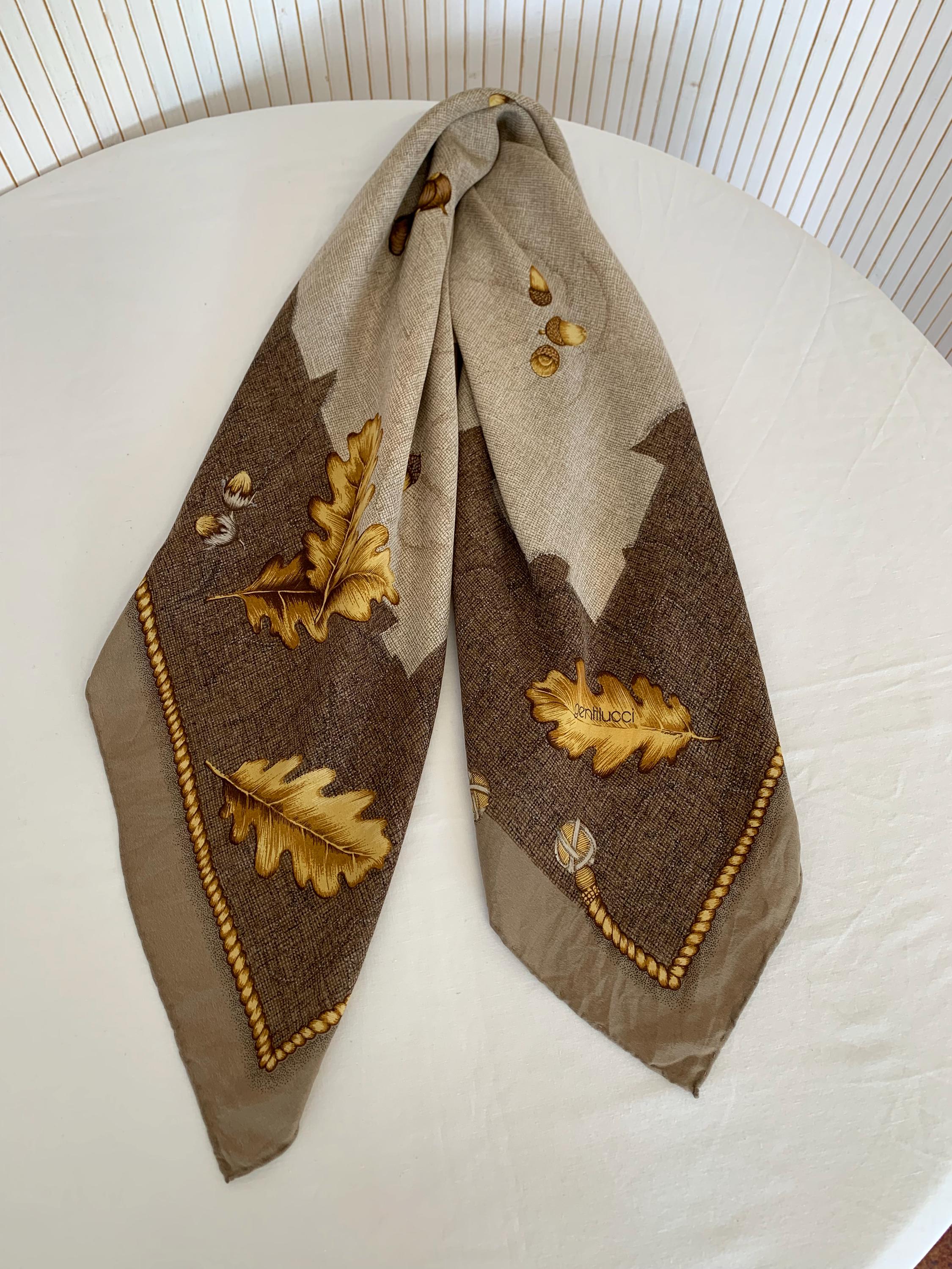 Beautiful Vintage Silk Square Scarf Autumn Decor Gentilucci