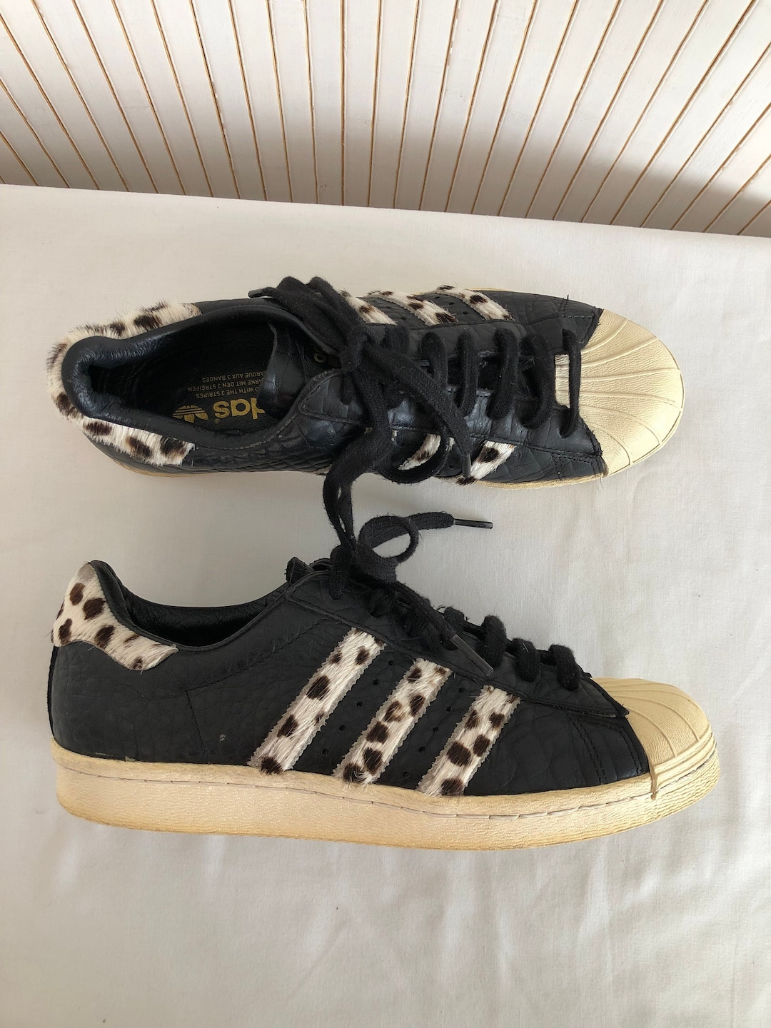 Adidas Superstar Leather and Fur Vintage Sneakers Shoes P.39 1/3 UK.6  Original Leopard Sneakers - Etsy