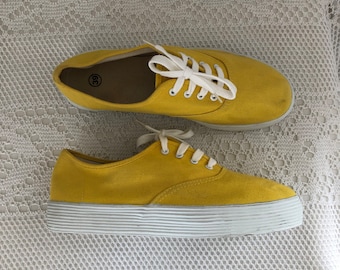 Zapatillas de lona Amarillo Zapatos vintage Tenis mujer Talla 38.5 Zapatillas relax Cómodo