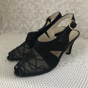 Pumps Sandals Vintage Women&#39;s Heeled Shoes Pierre Chupin Black Pumps Size 36.5 Made in France Transparent