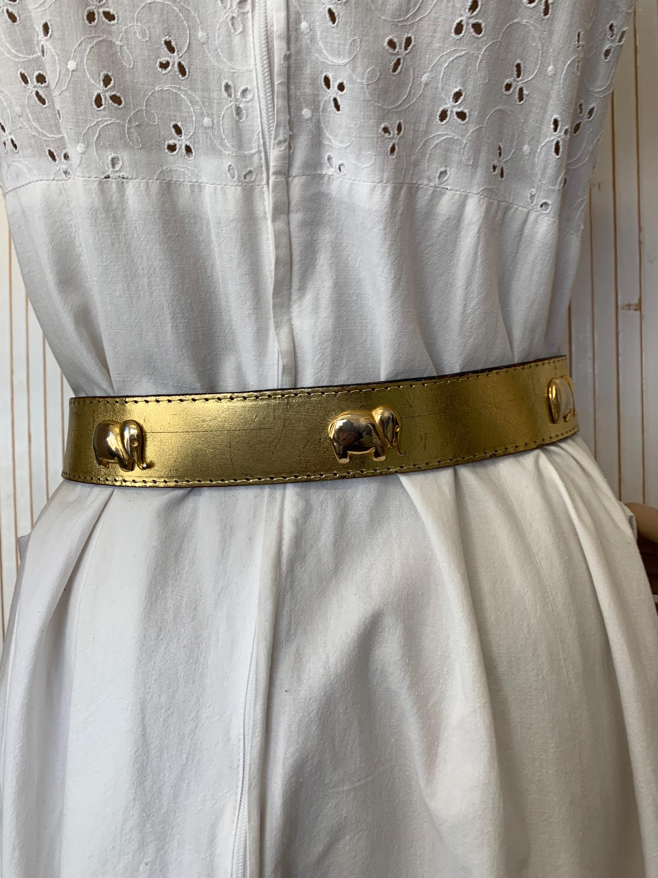 Vintage Gold Belt Decorated With Elephant, Women