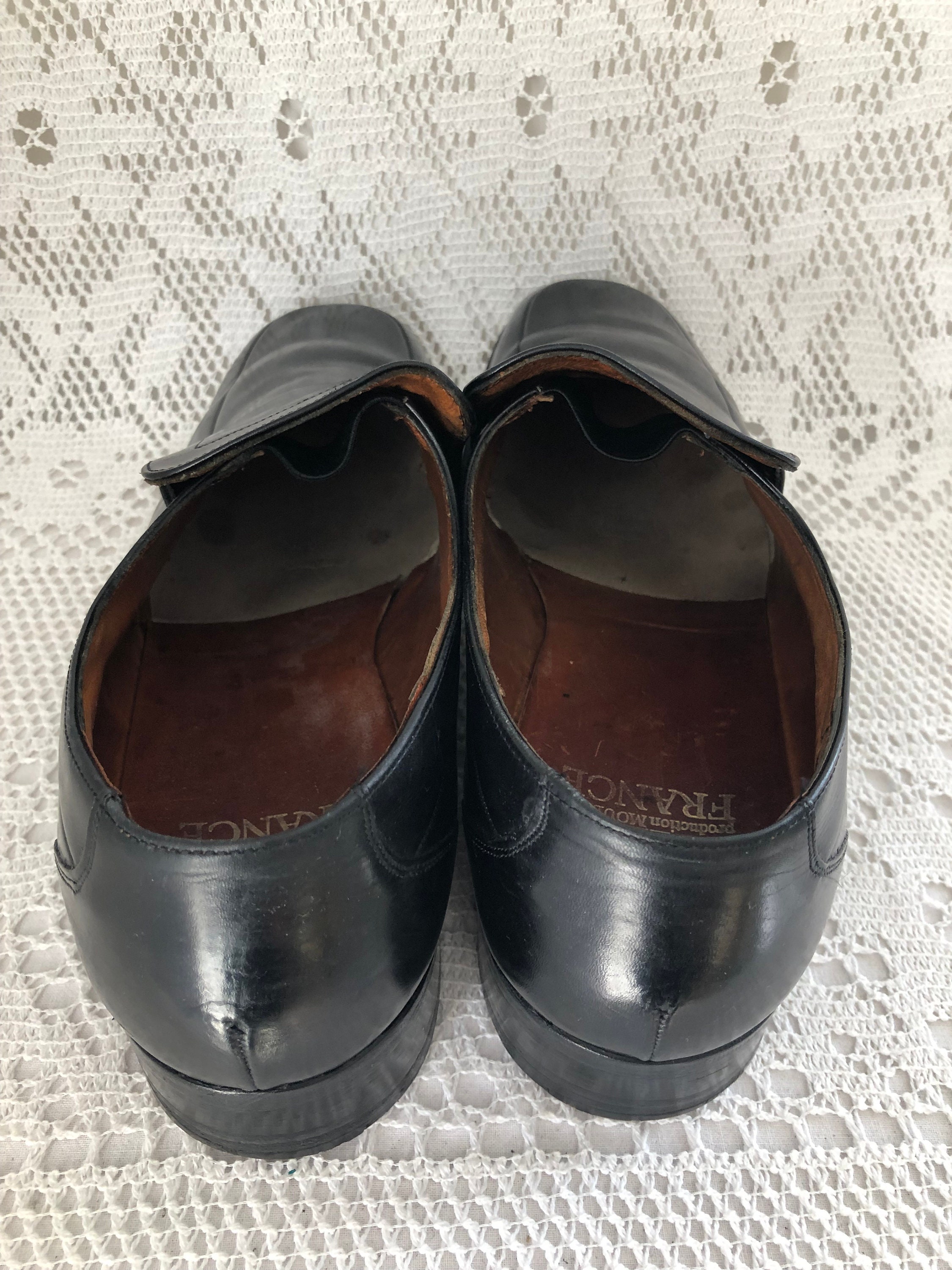 Black Patent Leather Loafers Men Vintage Shoes Bally France 