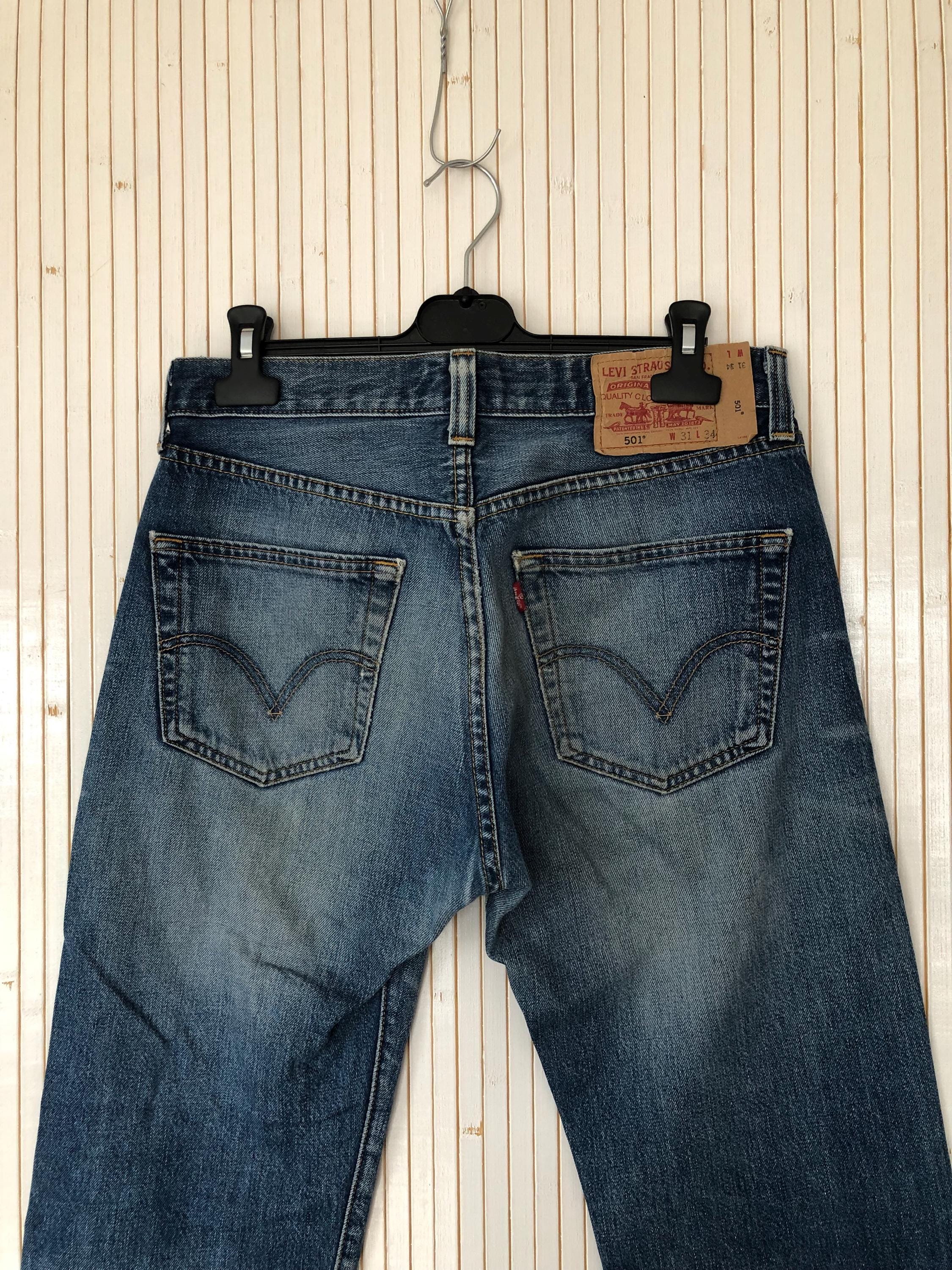 Levi's 501 Vintage W31L34 Jeans Unisex Straight Fit Button Fly