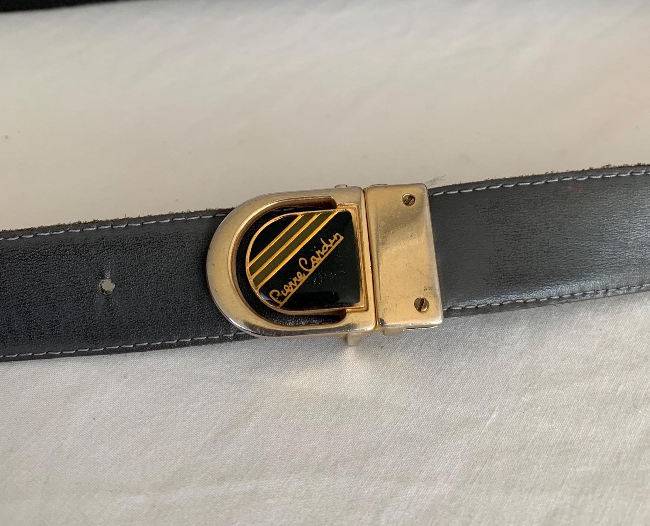 Pierre Cardin Vintage Reversible Belt 32 Burgundy Gray Gold Enamel Buckle Pierre Cardin Vintage Reversible Belt in Gray or Black  main image 4