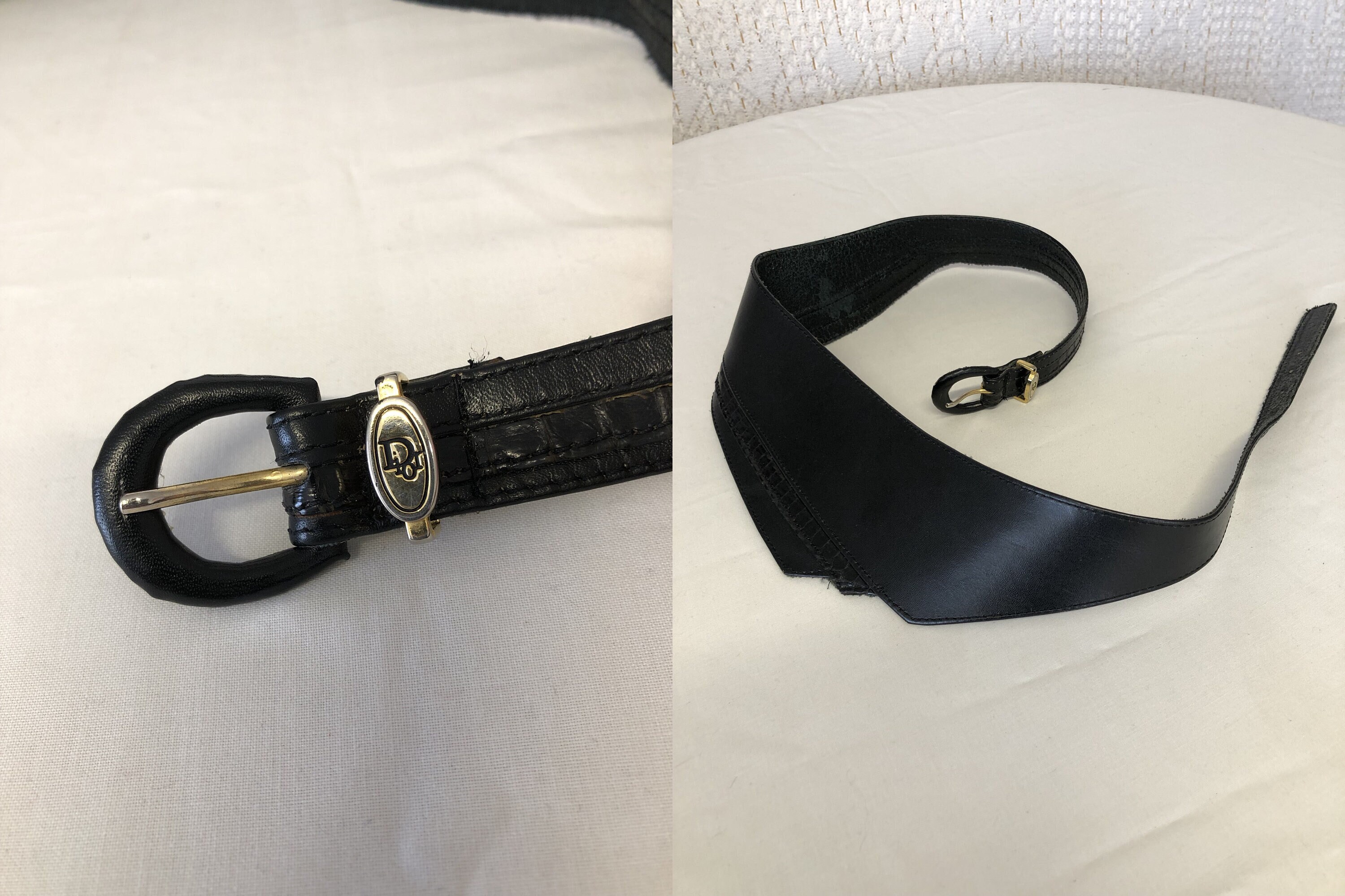 Vintage Christian Dior Belt Black Leather Gold Buckle Size 70 Authentic Dior Leather with Vintage Belts for Men for sale | eBay main image 3