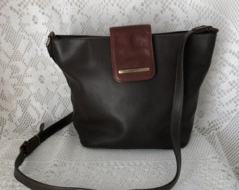 Minimalist Bag Vintage Brown Leather Bag 70s Shoulder Bag Woman Texier Bag Made in France
