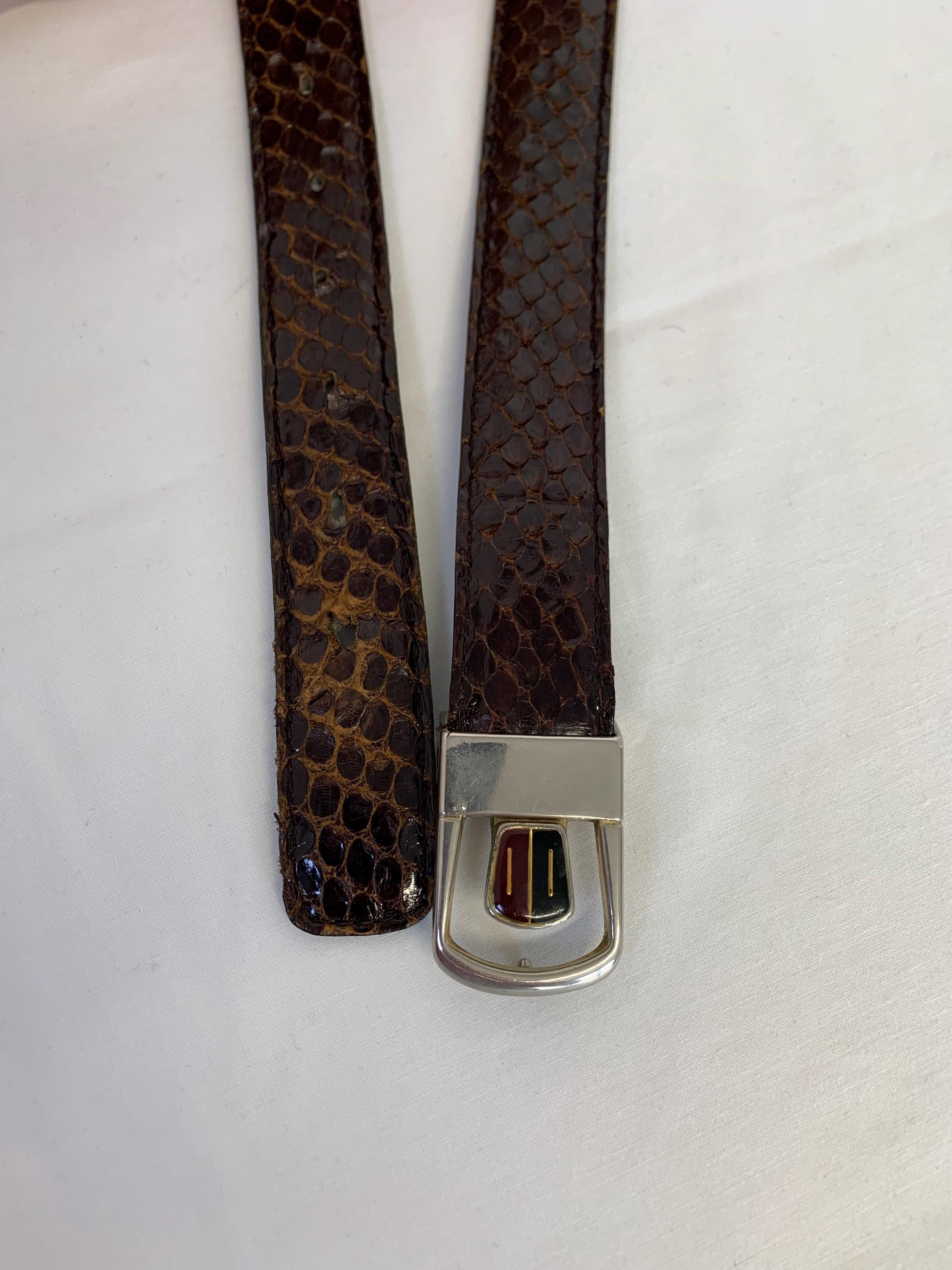 Vintage Genuine Snake Belt Brown Leather Belt Beautiful  display picture 3